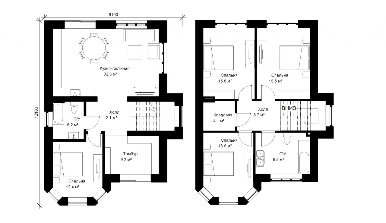 Проект ТОПДОМ 2.8, 143 м² под ключ | от компании хочудом1